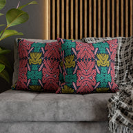Pink Teal Blue and Mustard Botanical - Decorative Pillow Cover