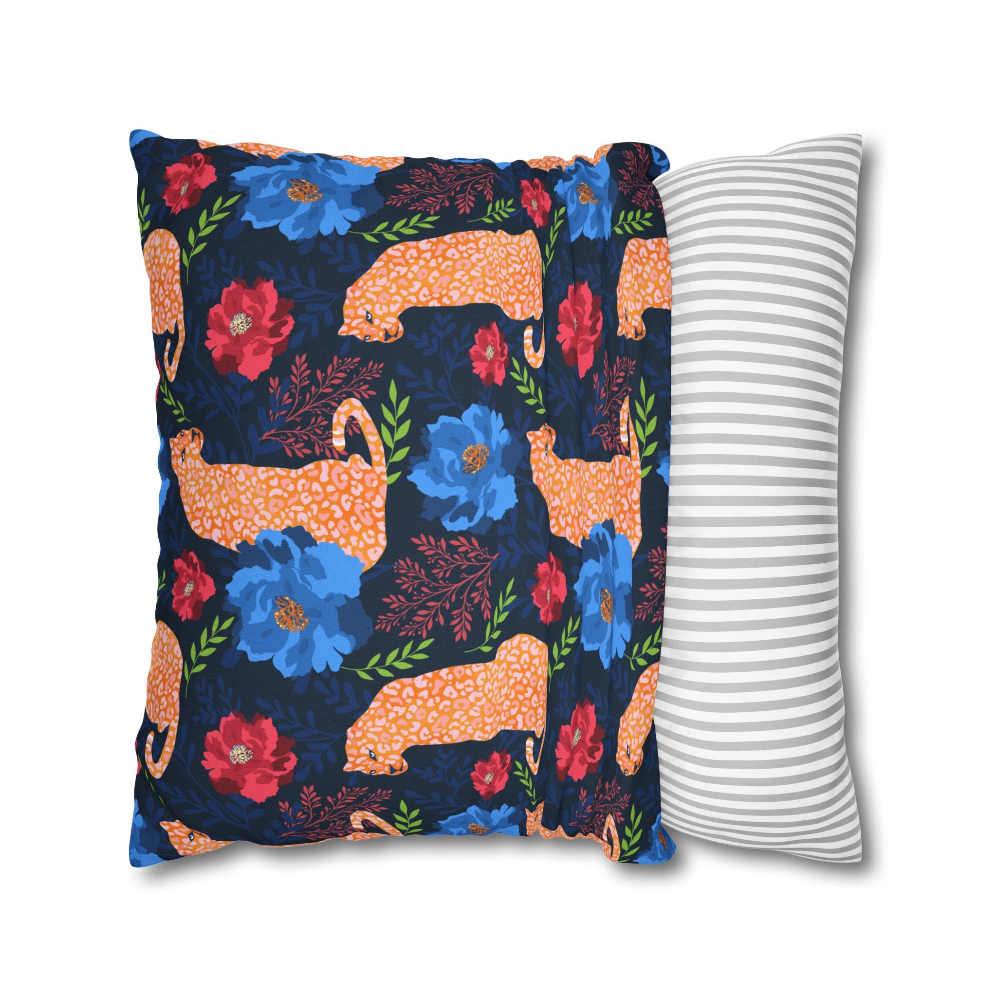 Botanical Leopard Navy - Decorative Pillow Cover