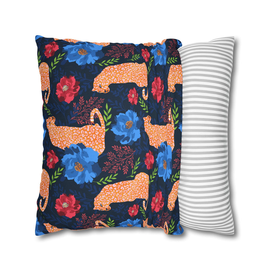 Botanical Leopard Navy - Decorative Pillow Cover