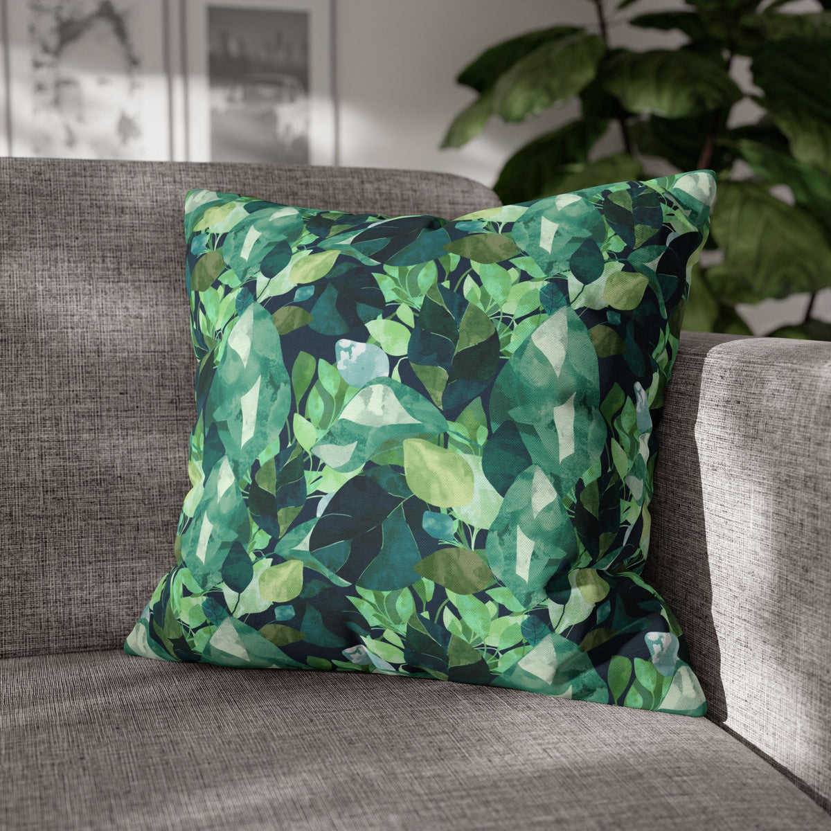 Botanical Leaves with Navy - Decorative Pillow Cover
