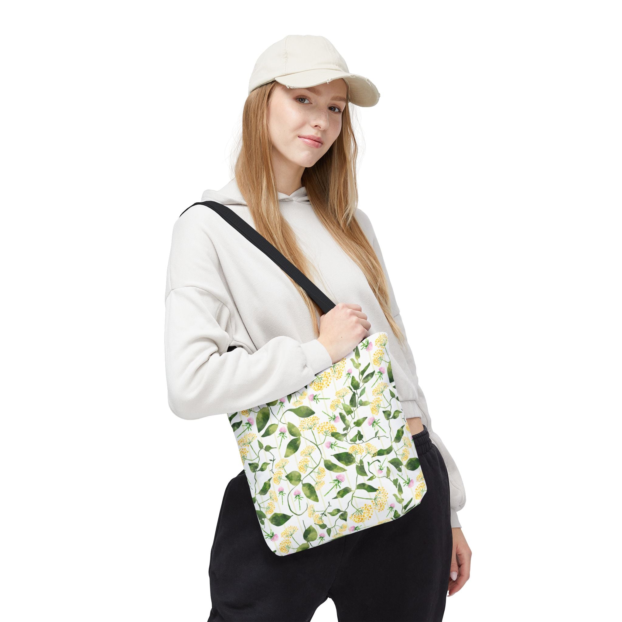 Wild Flowers with Subtle Stripes - Tote Bag