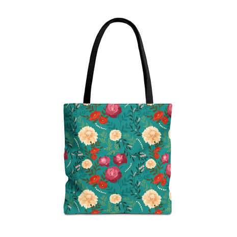 Vibrant Floral with Teal - Tote Bag
