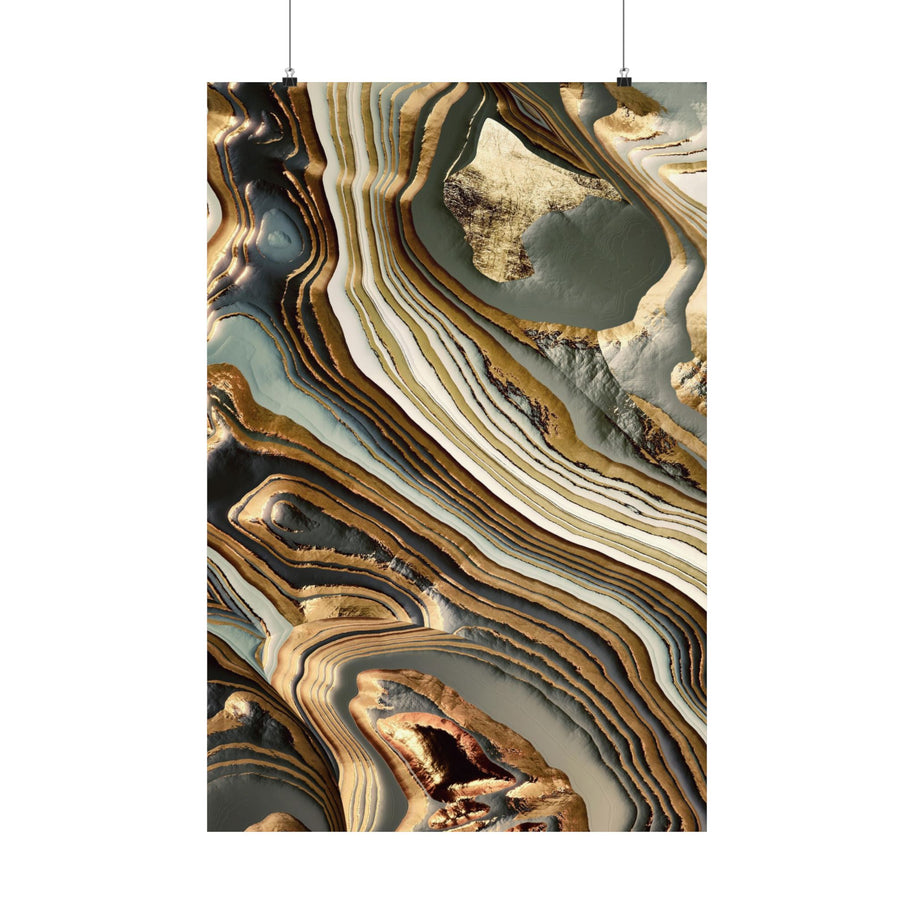 White Gold Agate Abstract - Poster Print - No Frame