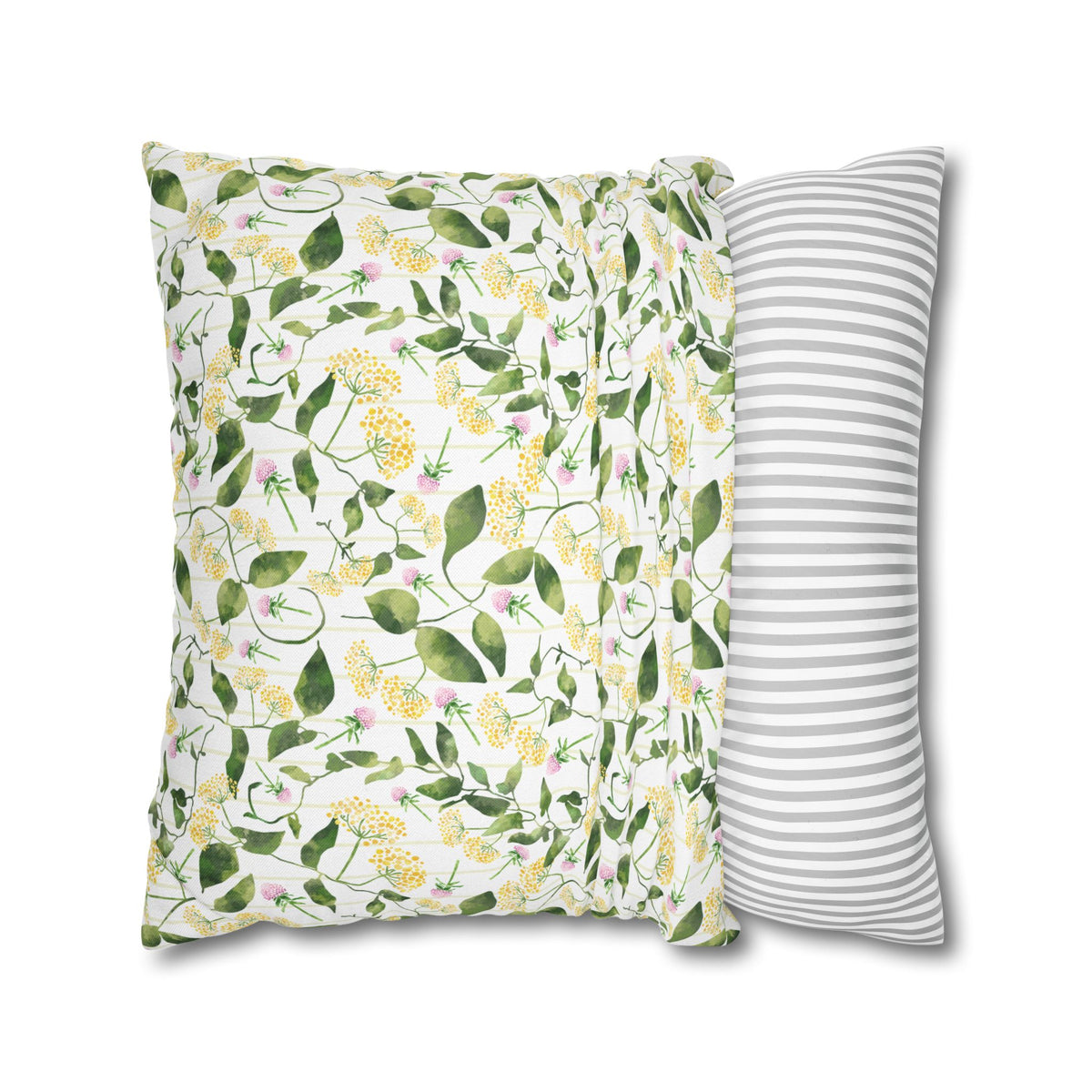 Wild Flowers with Subtle Stripes - Decorative Pillow Cover