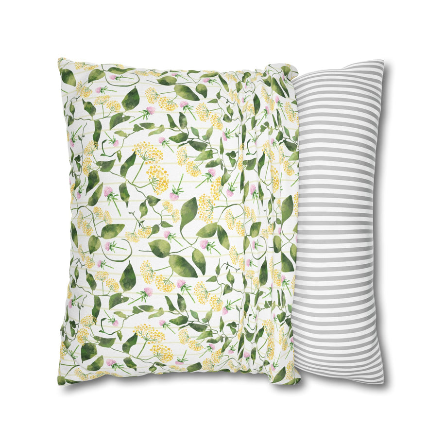 Wild Flowers with Subtle Stripes - Decorative Pillow Cover