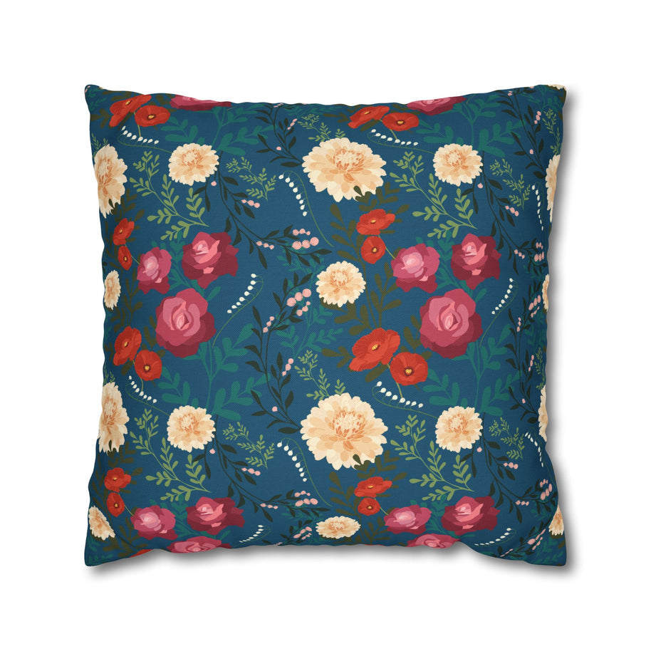 Vibrant Floral with Blue - Decorative Pillow Cover