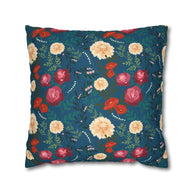 Vibrant Floral with Blue - Decorative Pillow Cover