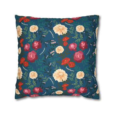 Vibrant Floral with Blue - Decorative Pillow Cover