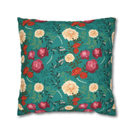 Vibrant Floral with Teal - Decorative Pillow Cover