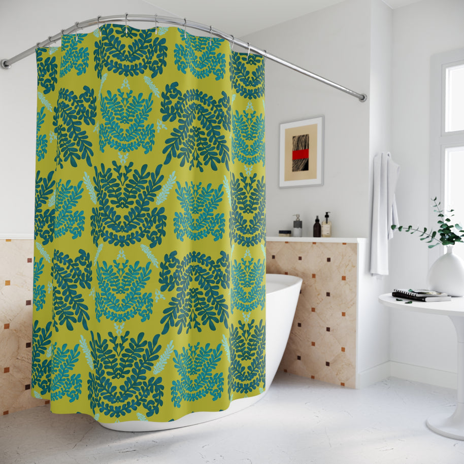 Teal Mint and Lime Botanical - Shower Curtain