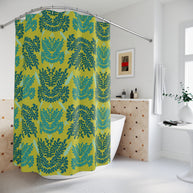 Teal Mint and Lime Botanical - Shower Curtain