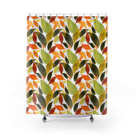Autumn Leaves Botanical with White - Shower Curtain