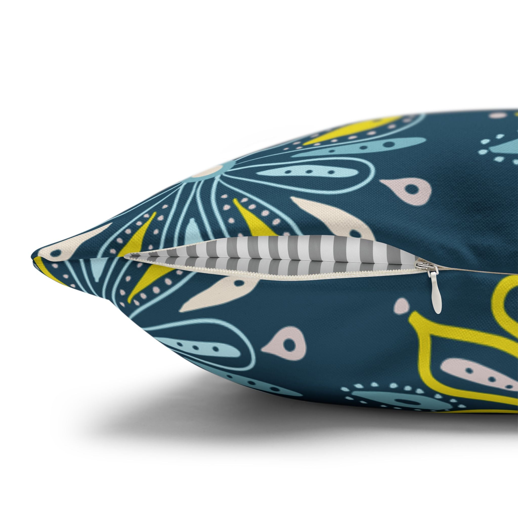 Hand Drawn Organic Pattern Yellow Blue Pink and Navy  - Decorative Pillow Cover