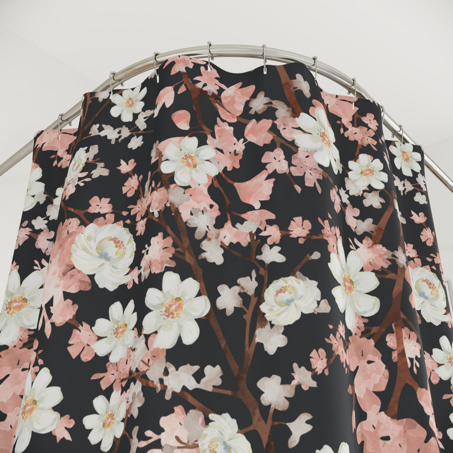 Botanical Blossoms with Charcoal - Shower Curtain