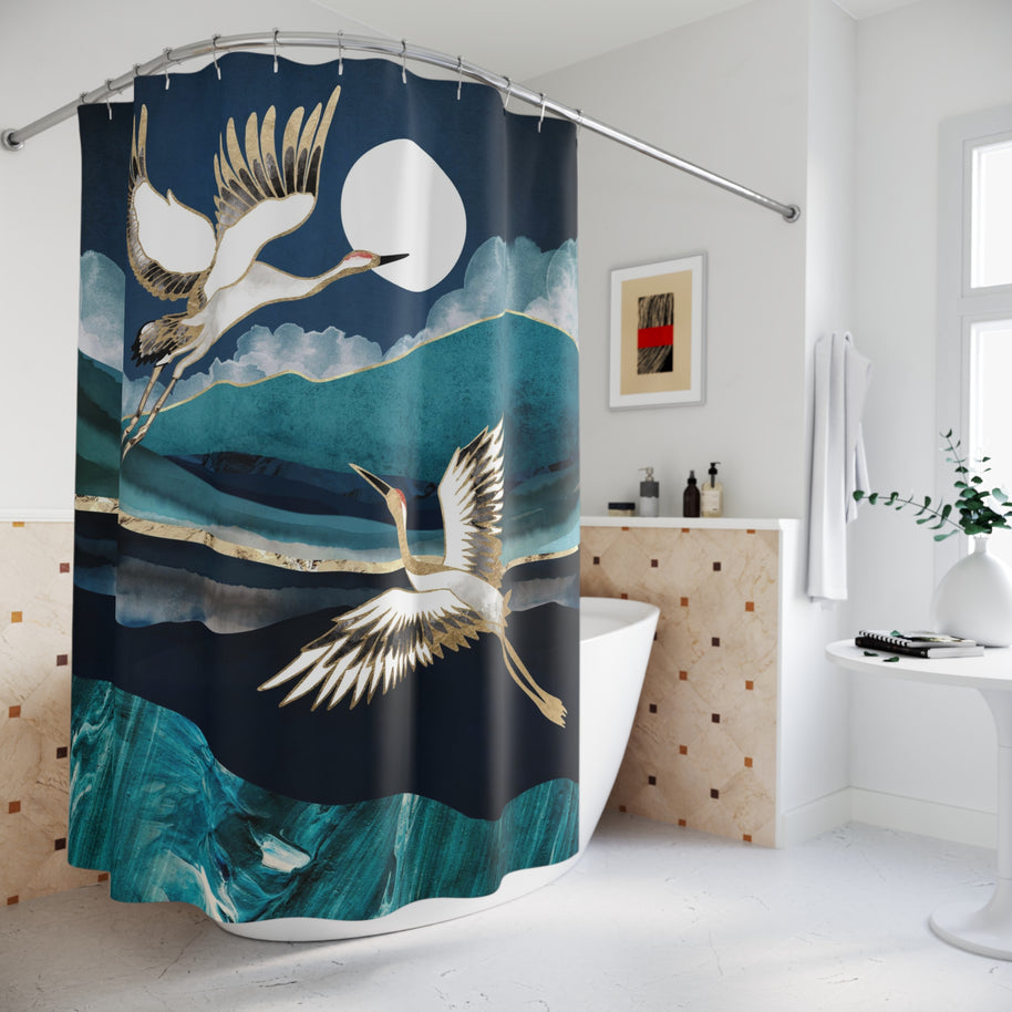 Midnight Cranes - Shower Curtain