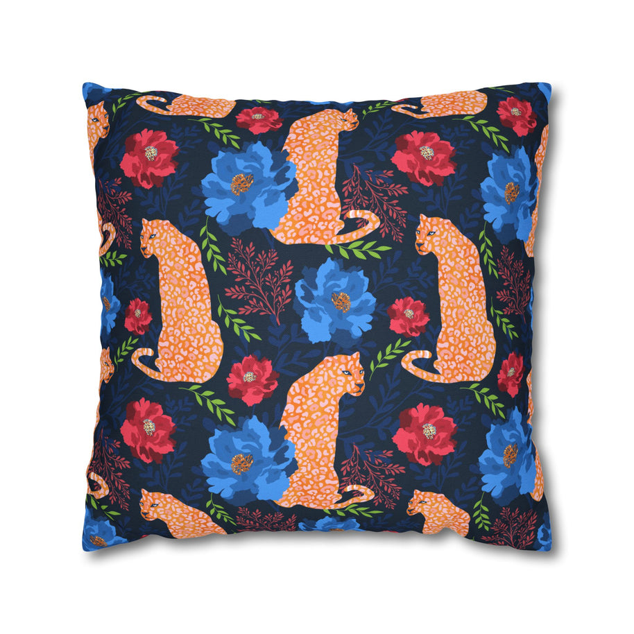 Botanical Leopard Navy - Decorative Pillow Cover