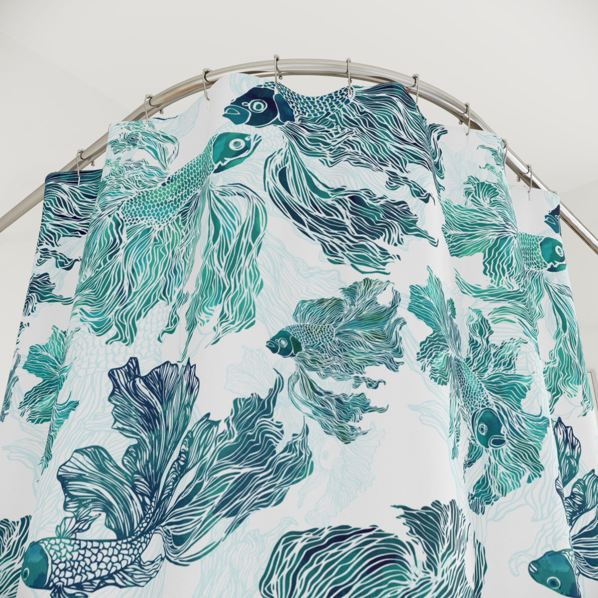 Betta Fish Blue and Teal - Shower Curtain