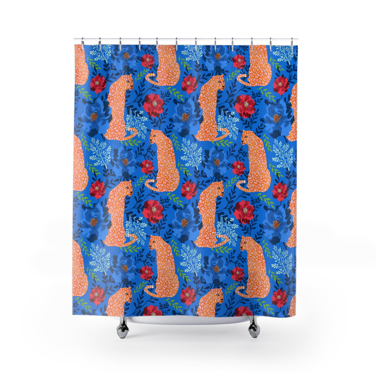 Botanical Leopard Blue - Shower Curtain