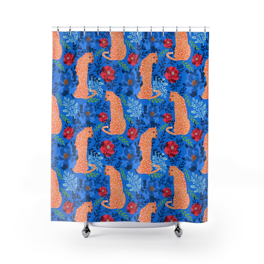 Botanical Leopard Blue - Shower Curtain