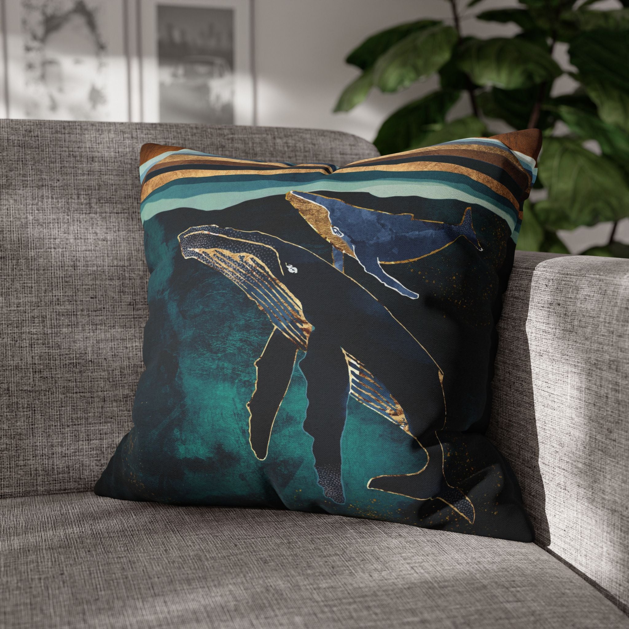 Moonlit Whales - Decorative Pillow Cover