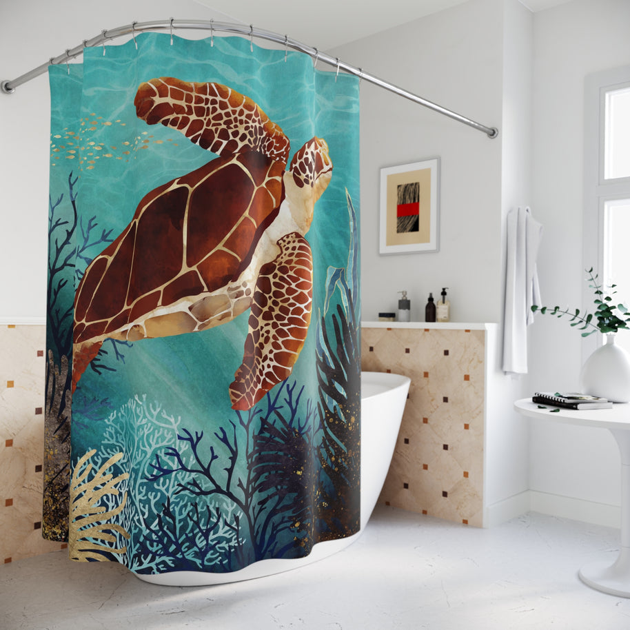Metallic Sea Turtle - Shower Curtain