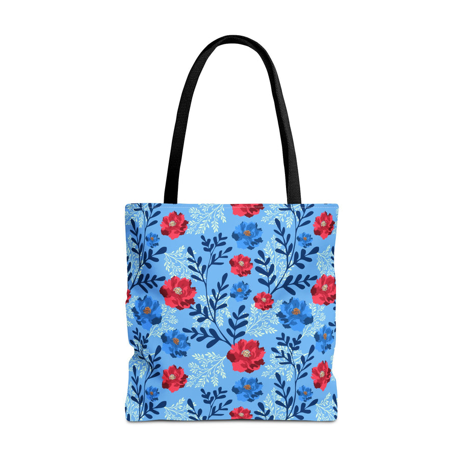 Botanical Floral Blue and Fuchsia - Tote Bag