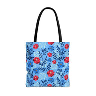 Botanical Floral Blue and Fuchsia - Tote Bag