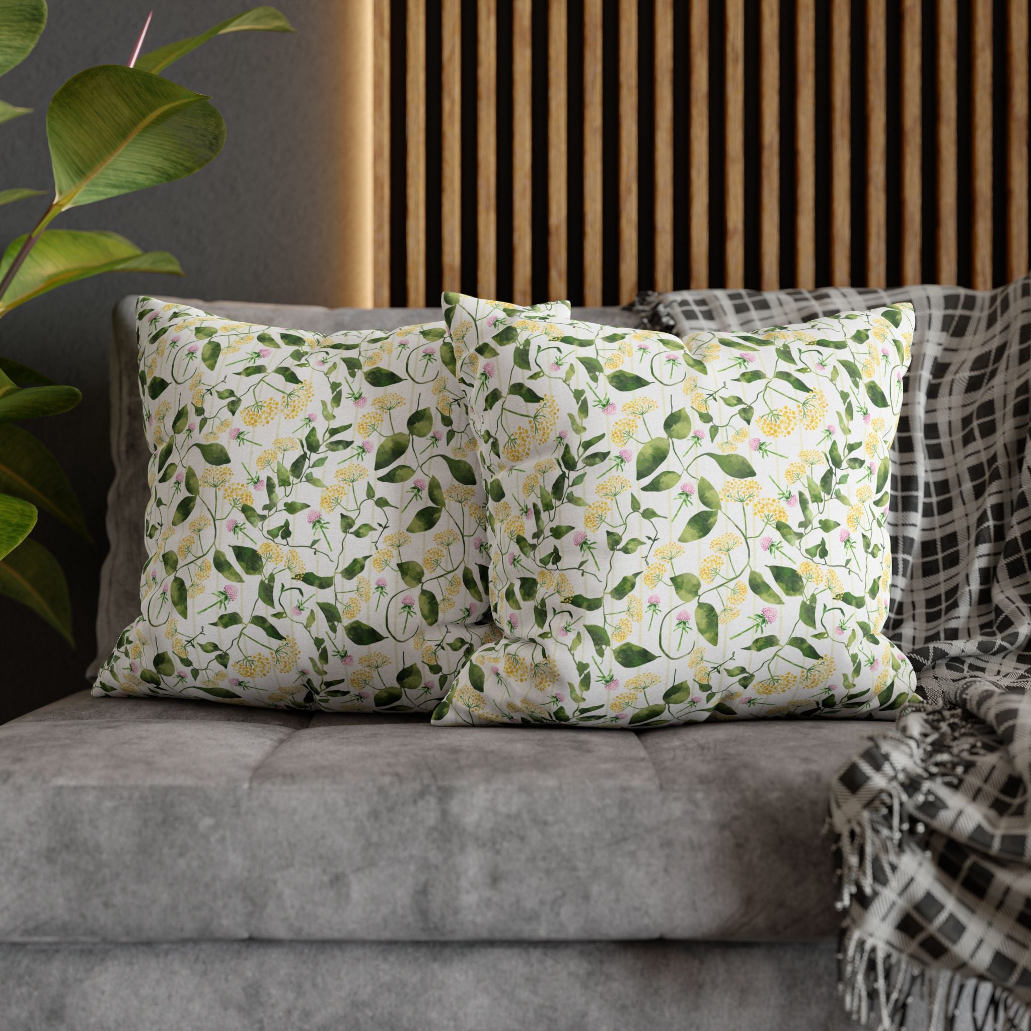 Wild Flowers with Subtle Stripes - Decorative Pillow Cover