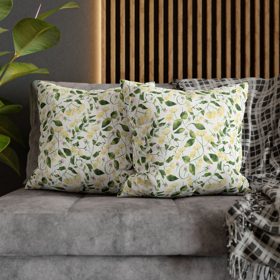 Wild Flowers with Subtle Stripes - Decorative Pillow Cover