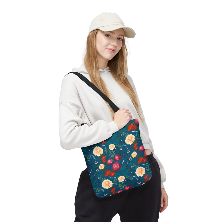 Vibrant Floral with Blue - Tote Bag