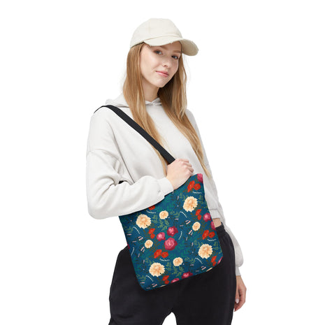 Vibrant Floral with Blue - Tote Bag