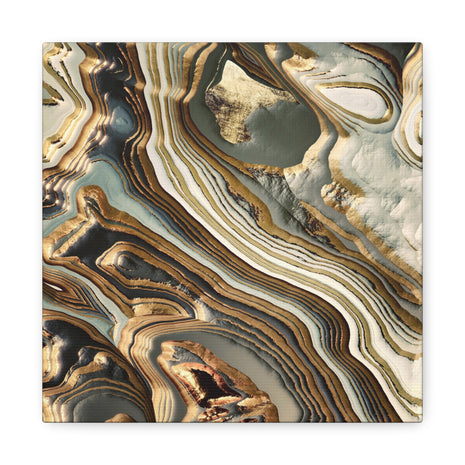 White Gold Agate Abstract Matte Canvas, Stretched, No Frame