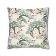 Cream Crane and Bonsai - Decorative Pillow Cover
