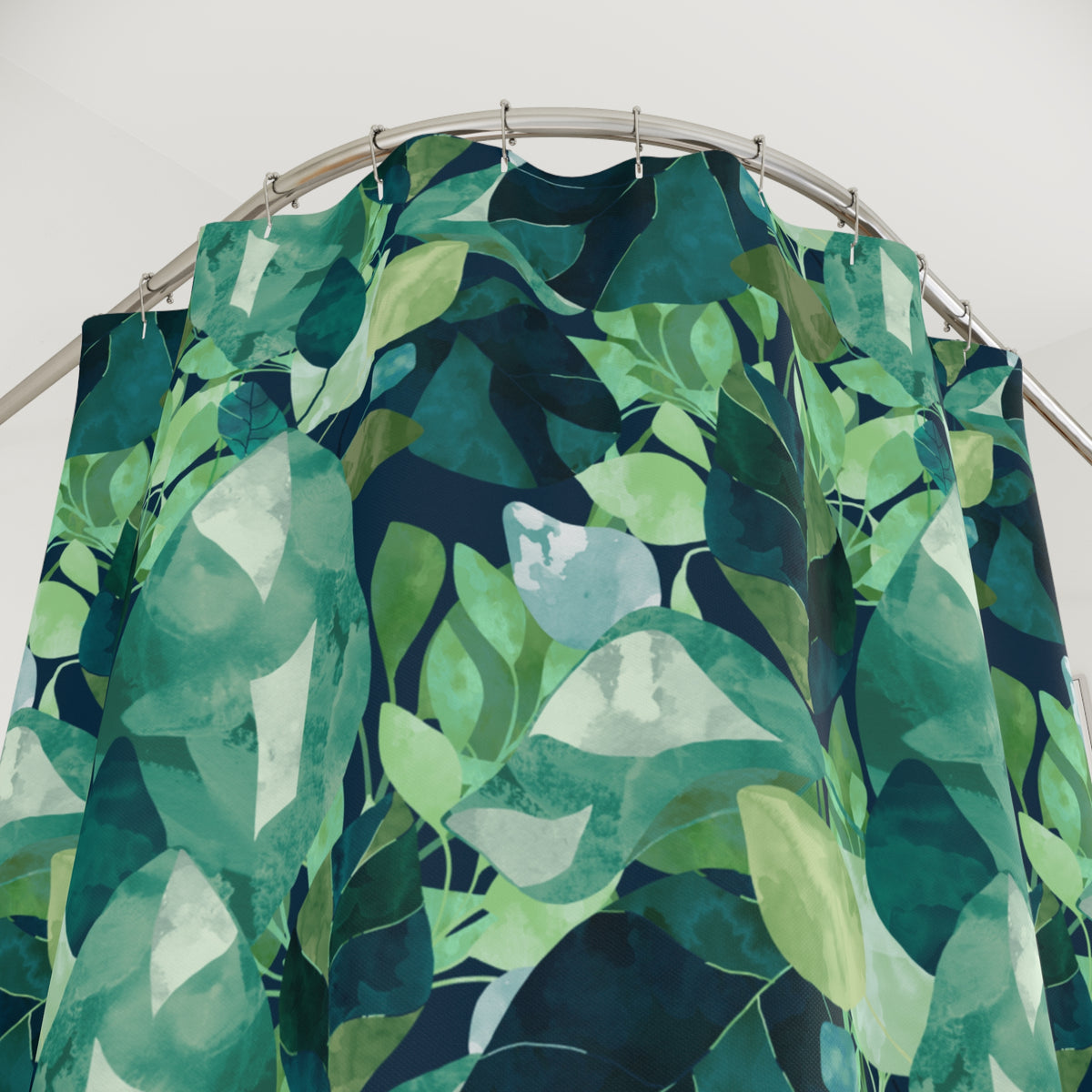 Botanical Leaves with Navy - Shower Curtain