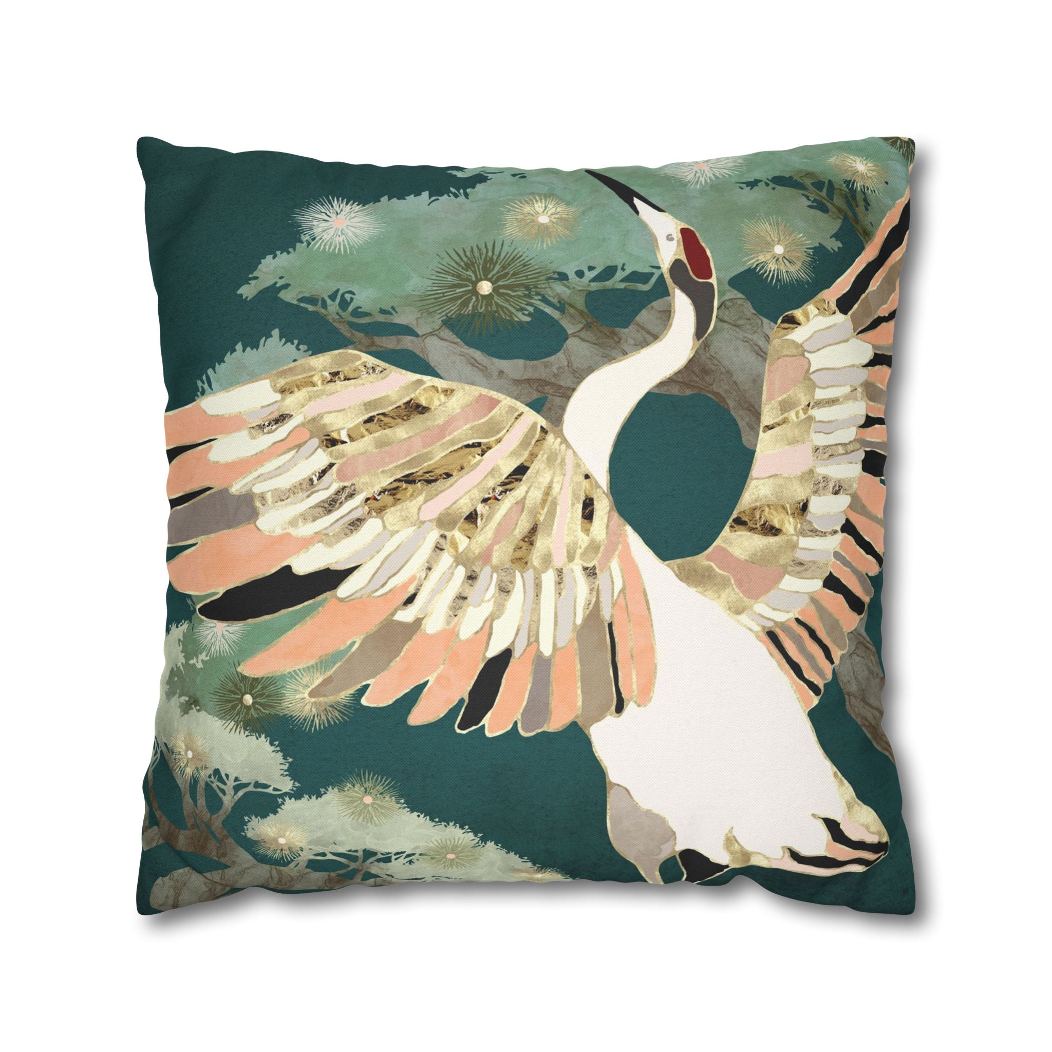 Golden Crane  - Decorative Pillow Cover