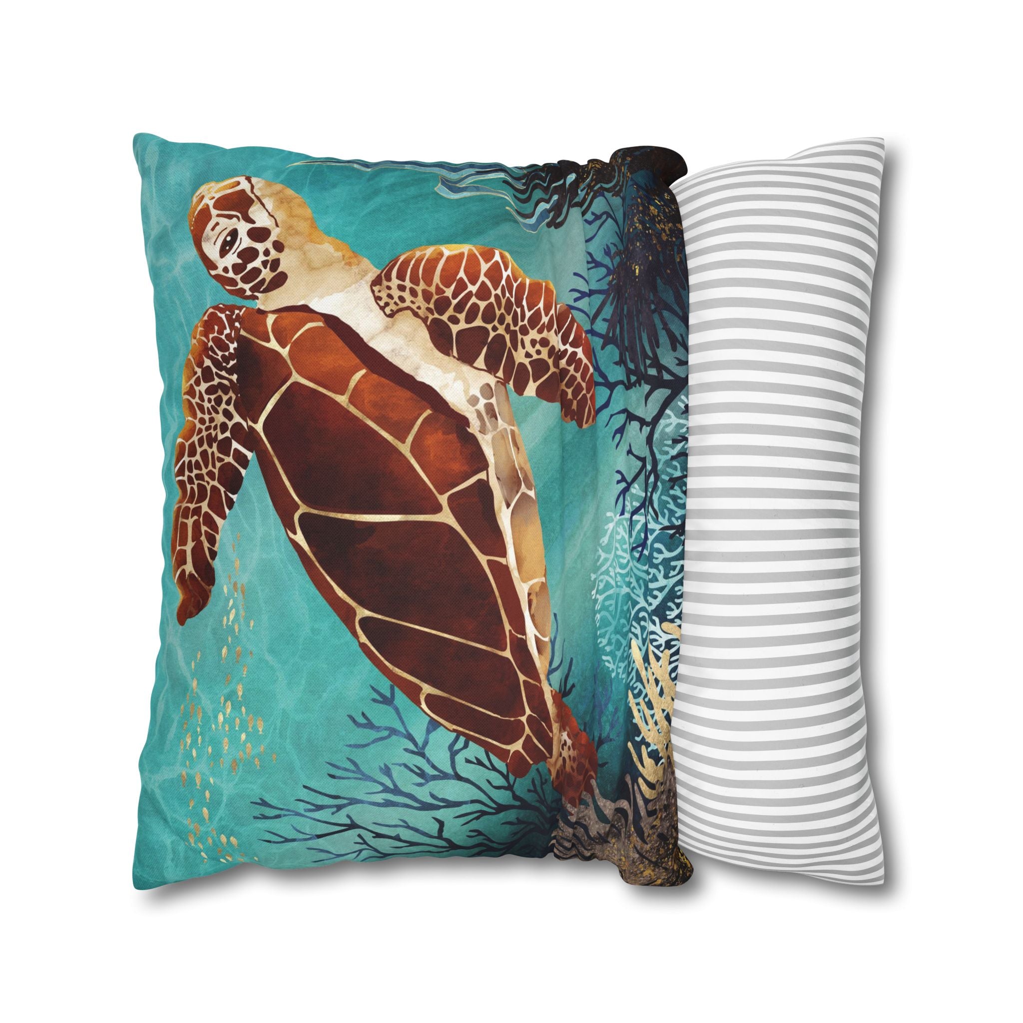 Metallic Sea Turtle - Decorative Pillow Cover