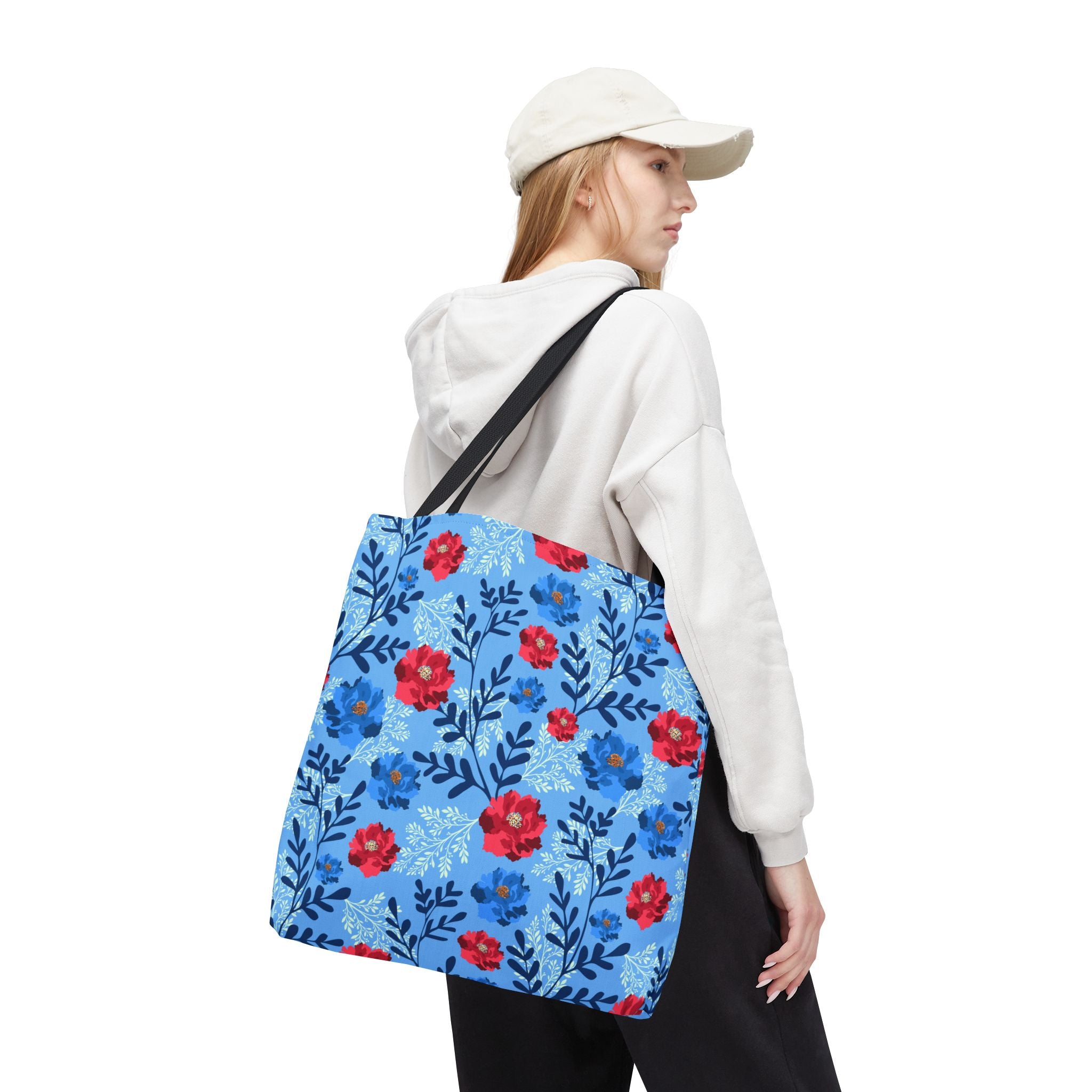 Botanical Floral Blue and Fuchsia - Tote Bag