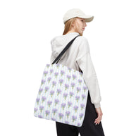 Lavender Bouquet with Light Blue Stripes - Tote Bag