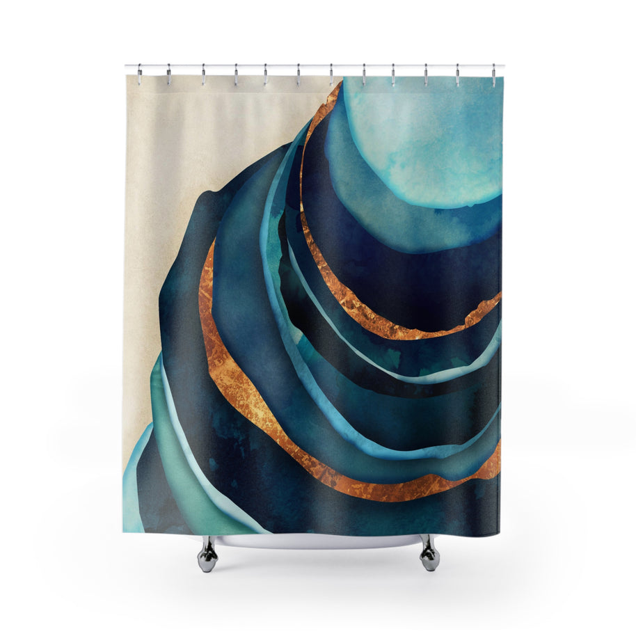 Abstract Blue with Gold - Shower Curtain