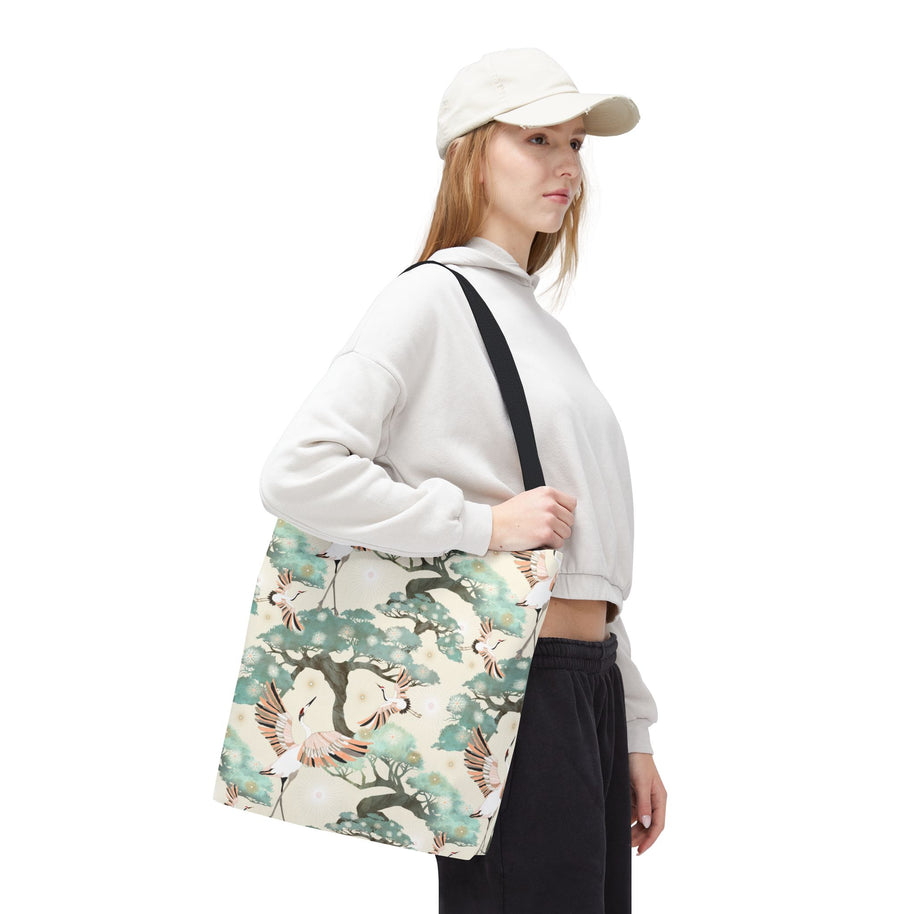 Crane and Bonsai with Cream - Tote Bag