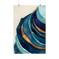 Abstract Blue with Gold - Poster Print - No Frame