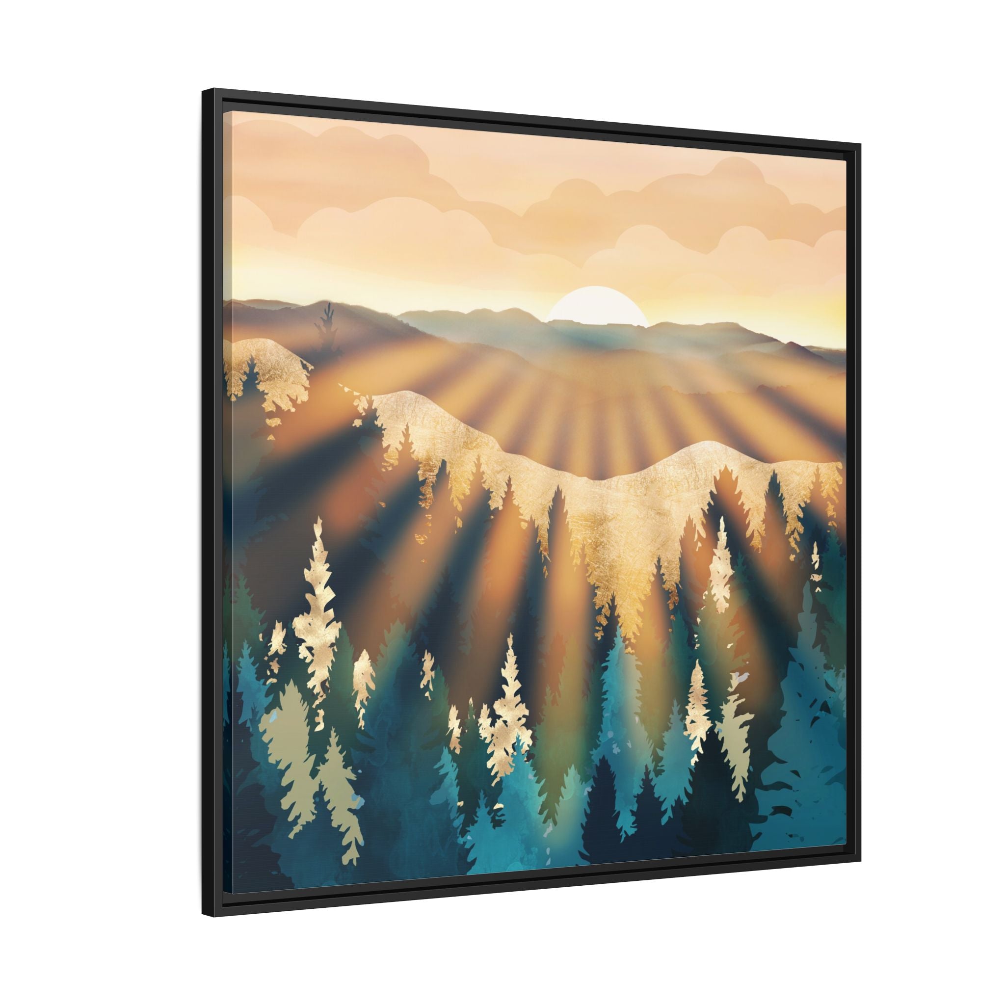 Blue Forest Sunrise - Matte Canvas, Framed (Multi-color)