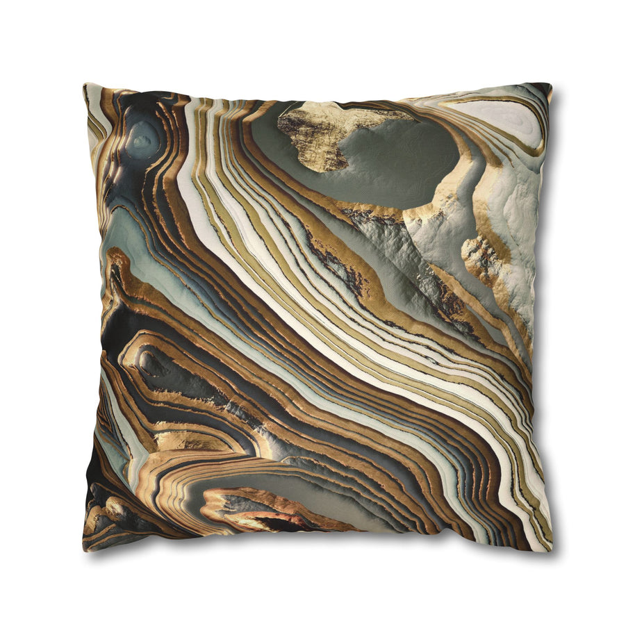 White Gold Agate Abstract  - Decorative Pillow Cover