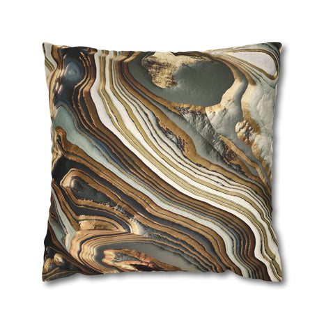 White Gold Agate Abstract  - Decorative Pillow Cover