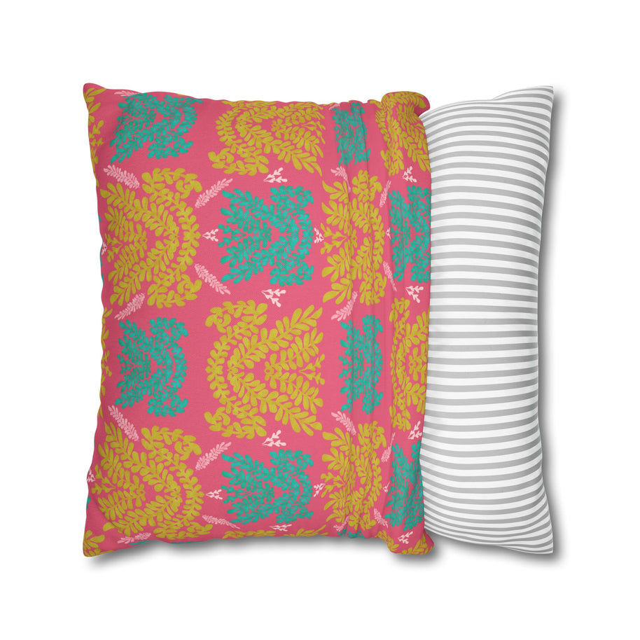Color Pop Botanical with Mustard Teal and Pink - Decorative Pillow Cover