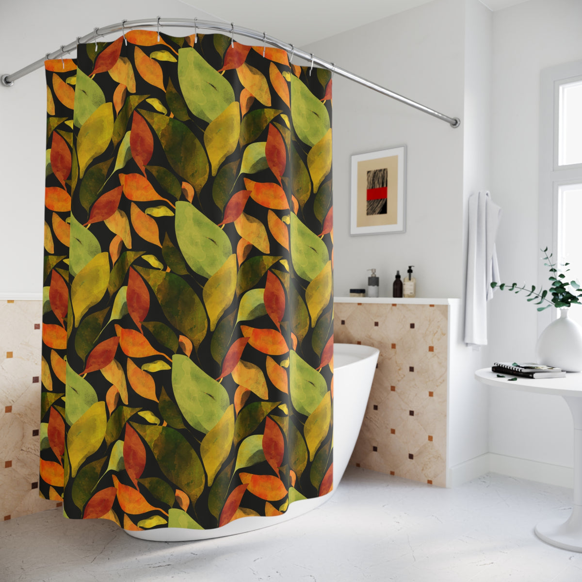 Autumn Leaves Botanical with Charcoal - Shower Curtain
