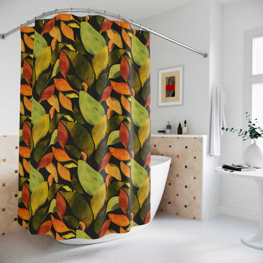 Autumn Leaves Botanical with Charcoal - Shower Curtain