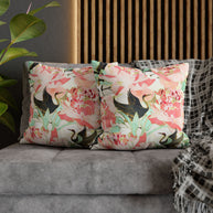 Floral Cranes - Decorative Pillow Cover