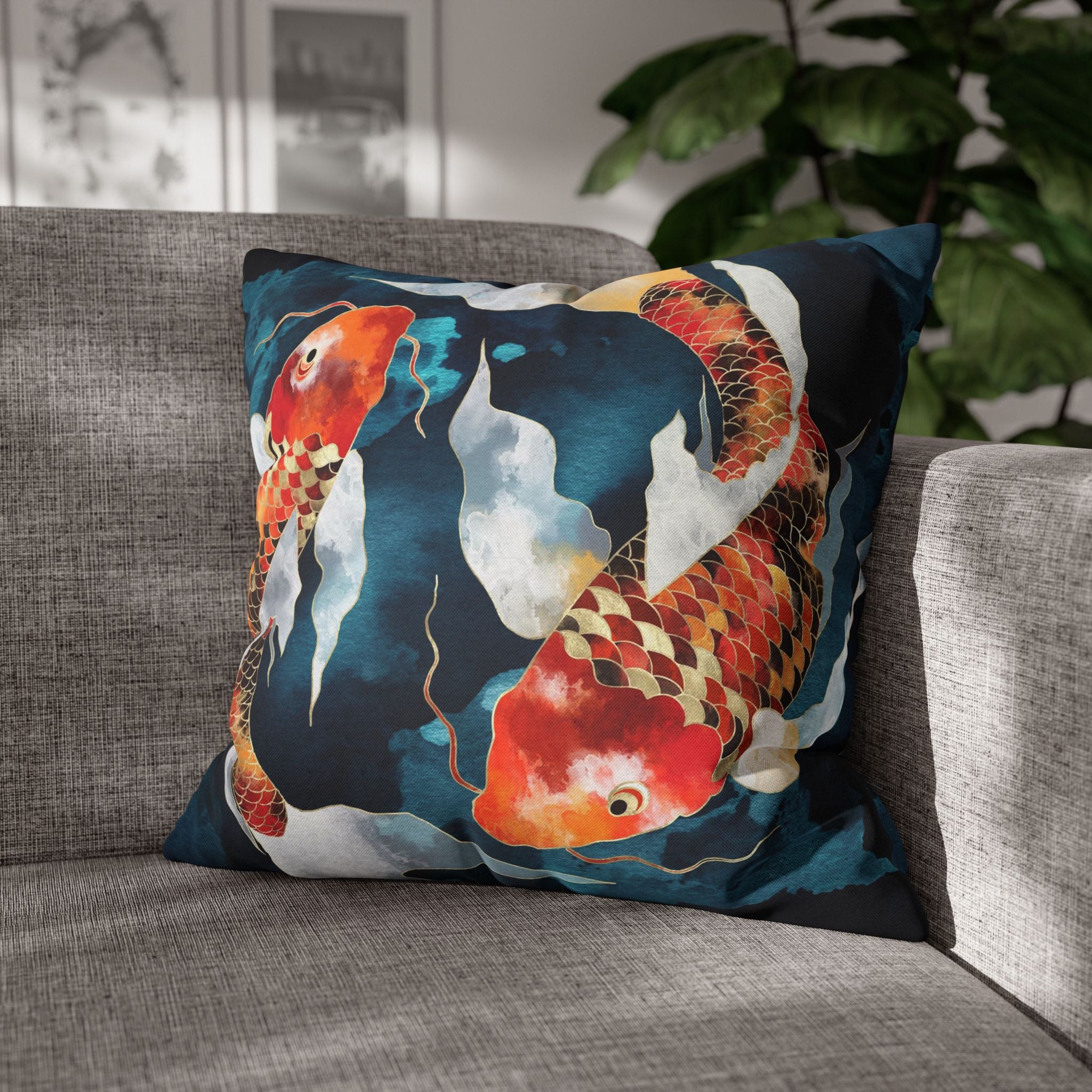 Metallic Koi II  - Decorative Pillow Cover