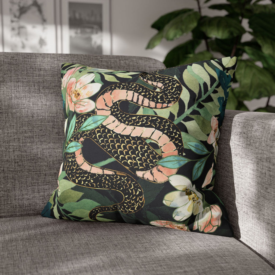 Floral Snake - Decorative Pillow Cover